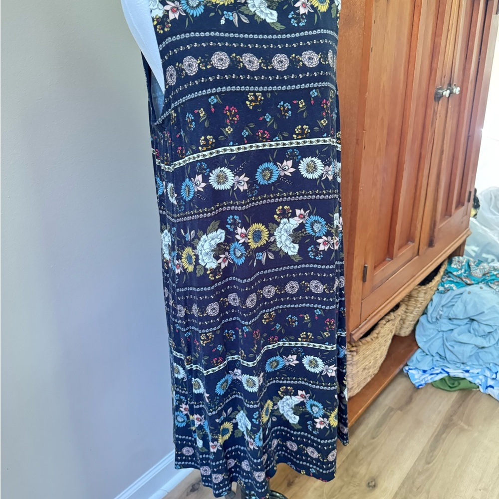 LOFT Navy Floral Dress